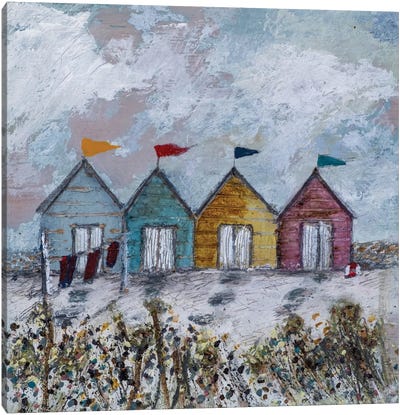 Three Red Beach Towels Canvas Art Print - Louise O'Hara