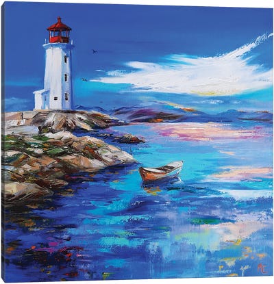 Light In The Ocean Canvas Art Print - Lighthouse Art