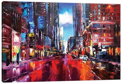 Lights Of The Big City Canvas Art Print - Olena Hontar