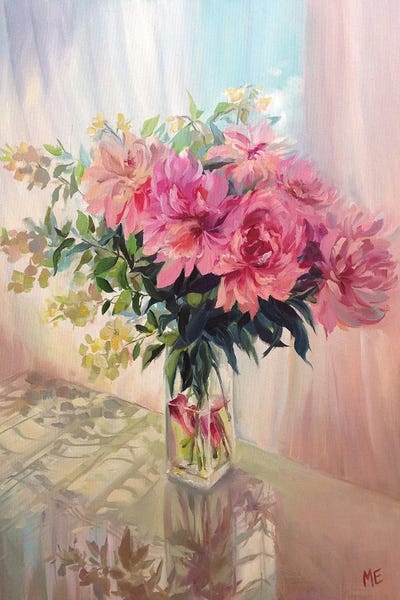 Olena Hontar: Peonies With Jasmine by Olena Hontar