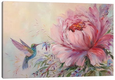 Peonies Canvas Art Print - Hummingbird Art
