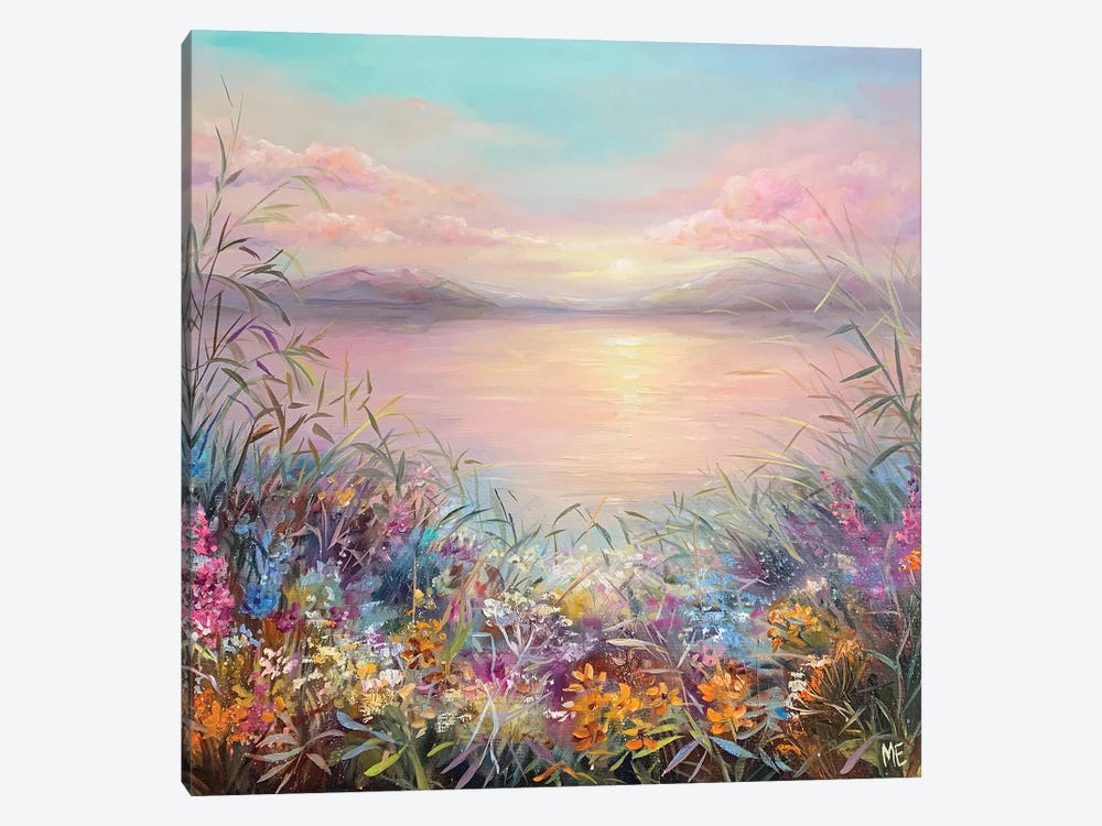 Pink Dawn On The Lake by Olena Hontar 1-piece Canvas Artwork