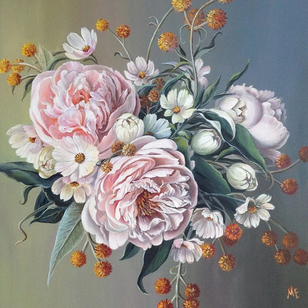 Peonies: Bouquet With Peonies by Olena Hontar