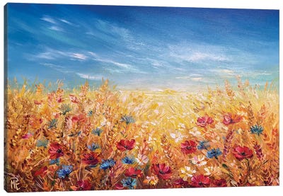 Peaceful Sky Of Ukraine Canvas Art Print - Field, Grassland & Meadow Art