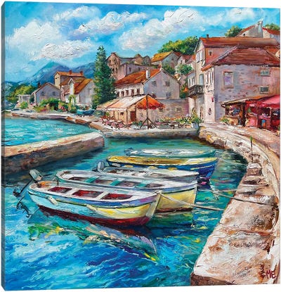 A Quiet Harbor Canvas Art Print - Rowboat Art