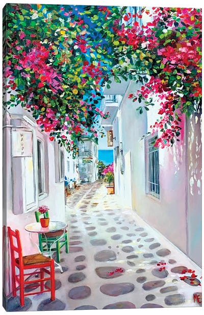 Bright Colors Of Greece Canvas Art Print - Mediterranean Décor
