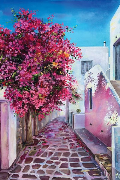 Mediterranean Décor: Pink Alley Of Dreams by Olena Hontar