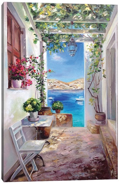 Greek Morning Canvas Art Print - Mediterranean Décor