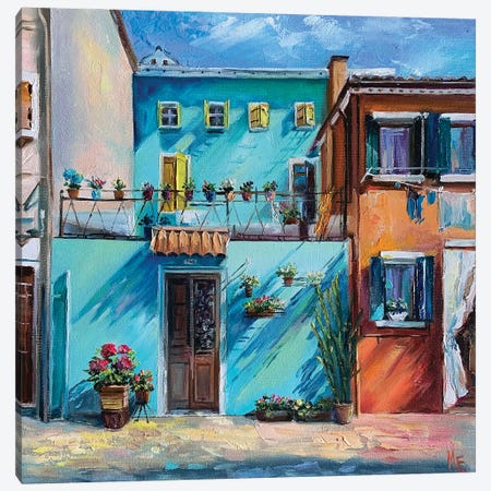 The Bright Colors Of Burano Canvas Print #OHT76} by Olena Hontar Canvas Art Print