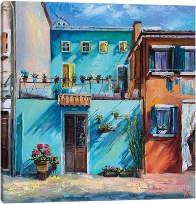 The Bright Colors Of Burano Canvas Art Print - Olena Hontar
