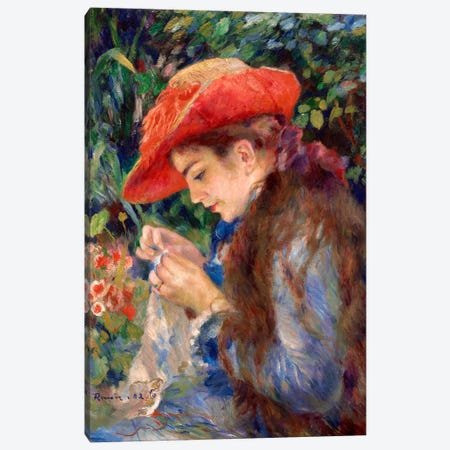 Marie-Thérèse Durand-Ruel Sewing, 1882 Canvas Print #OIR1} by Pierre Auguste Renoir Canvas Art Print