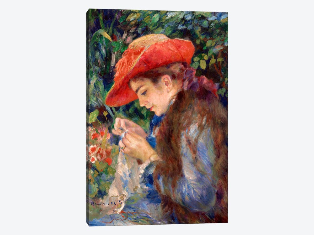 Marie-Thérèse Durand-Ruel Sewing, 1882 by Pierre Auguste Renoir 1-piece Canvas Art Print