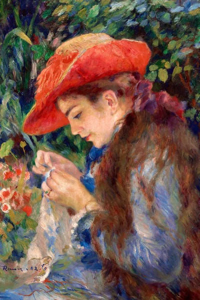 Post-Impressionism: Marie-Thérèse Durand-Ruel Sewing, 1882 by Pierre-Auguste Renoir