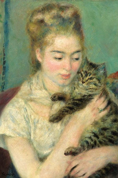 Tabbies: Woman With Cat (Femme Au Chat), 1875 by Pierre-Auguste Renoir