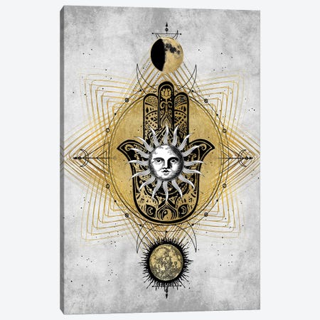 Hamsa Hand with Sun Canvas Print #OJE46} by Oliver Jeffries Canvas Wall Art