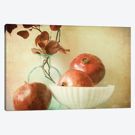 Pomegranates And Milk Glass Canvas Print #OJS28} by Olivia Joy StClaire Art Print