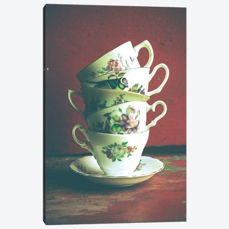 Vintage Tea Cups Canvas Print #OJS47} by Olivia Joy StClaire Canvas Wall Art