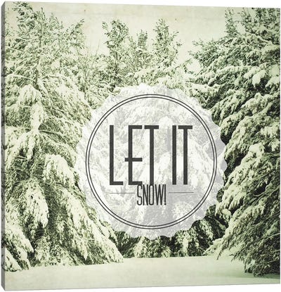 Let It Snow Canvas Art Print - Evergreen & Burlap