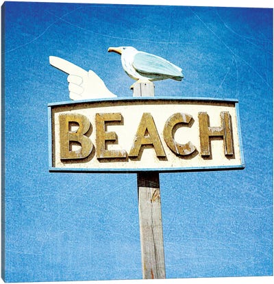 THIS WAY TO BEACH Canvas Art Print - Gull & Seagull Art