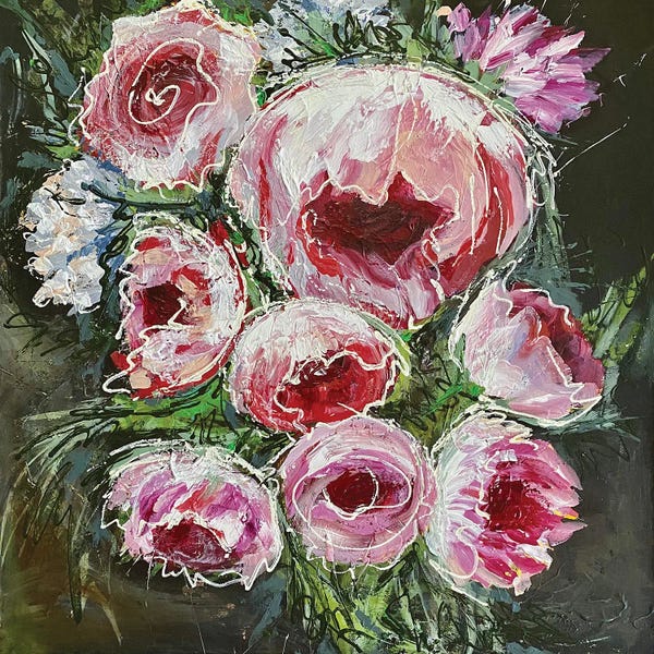 Oksana Petrova: Chalking Peonies by Oksana Petrova