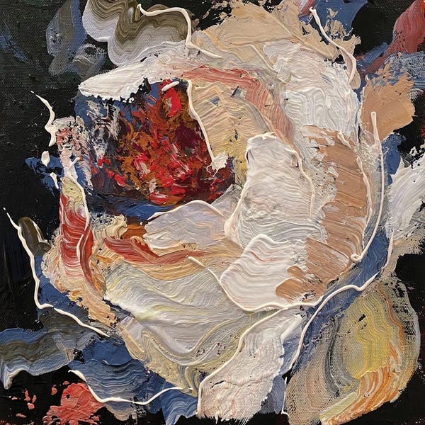 Textured Florals: Peony In Beige by Oksana Petrova