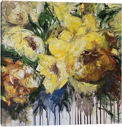 Yellow Garden Flowers Canvas Art Print - Oksana Petrova