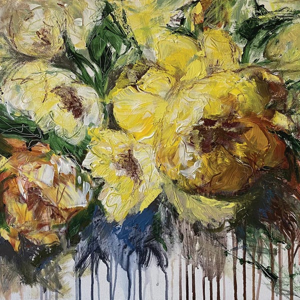 Oksana Petrova: Yellow Garden Flowers by Oksana Petrova