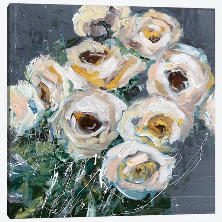 Roses On Gray Canvas Print #OKP2} by Oksana Petrova Canvas Print