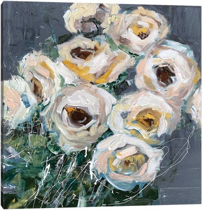 Roses On Gray Canvas Art Print - Oksana Petrova