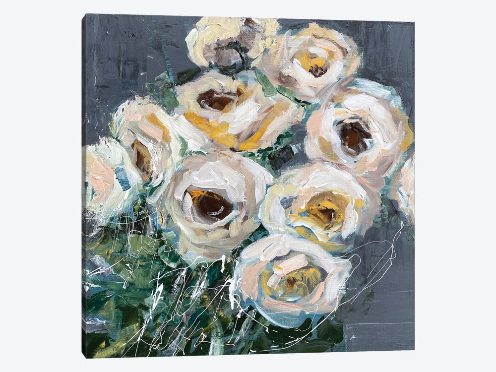 Roses On Gray by Oksana Petrova 1-piece Canvas Art Print