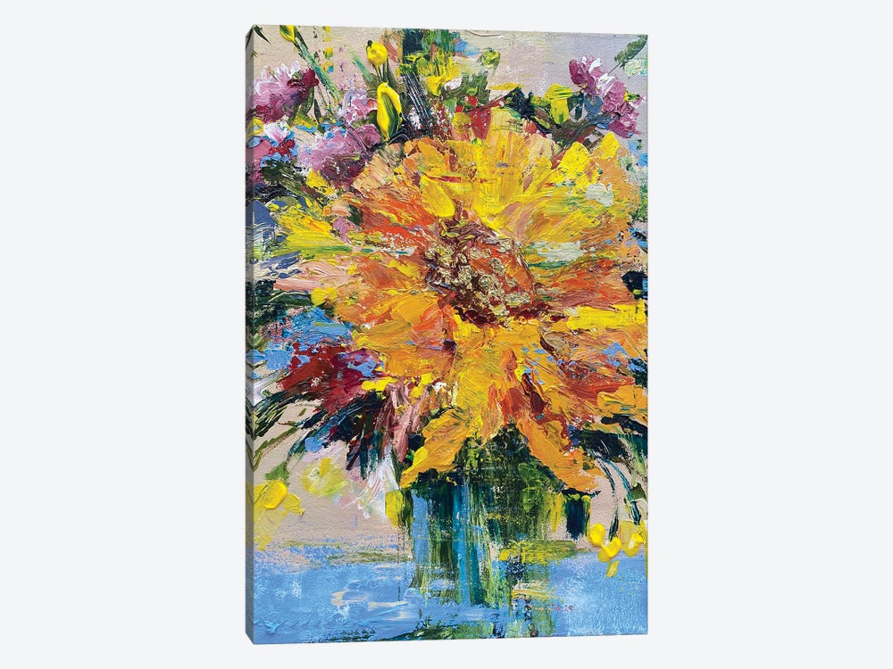 Yellow Floral Bouquet by Oksana Petrova 1-piece Canvas Artwork