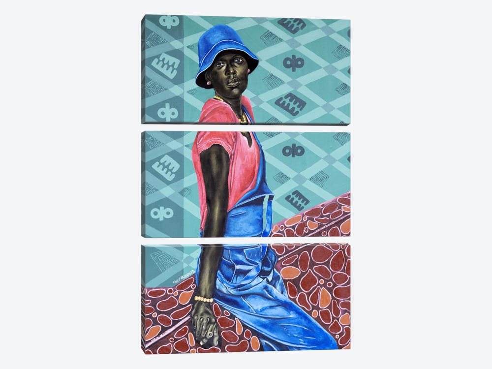 Sitting Or Waiting by Oluwafemi Akanmu 3-piece Art Print