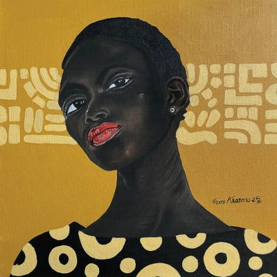 Black Portrait VI by Oluwafemi Akanmu framed canvas print