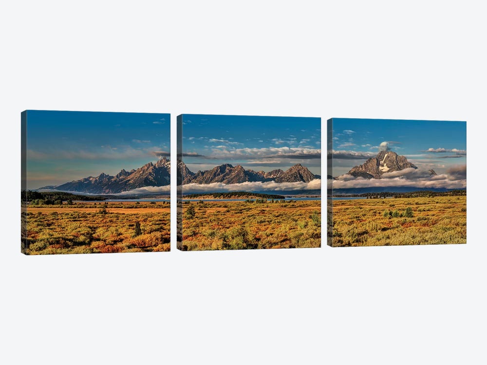 Grand Tetons Panorama  by OLena Art 3-piece Canvas Art