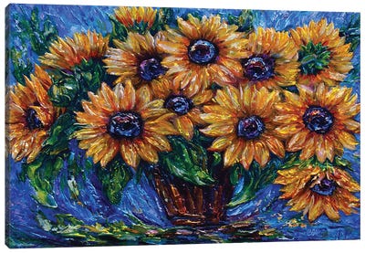 Sunflower Love with Palette Knife Canvas Art Print - OLena art