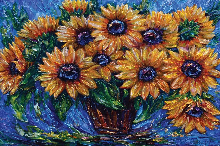 Sunflower Love with Palette Knife by OLena Art wall art