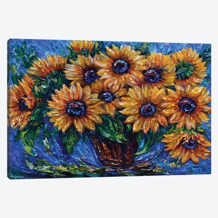 Sunflower Love with Palette Knife Canvas Print #OLE106} by OLena Art Canvas Print