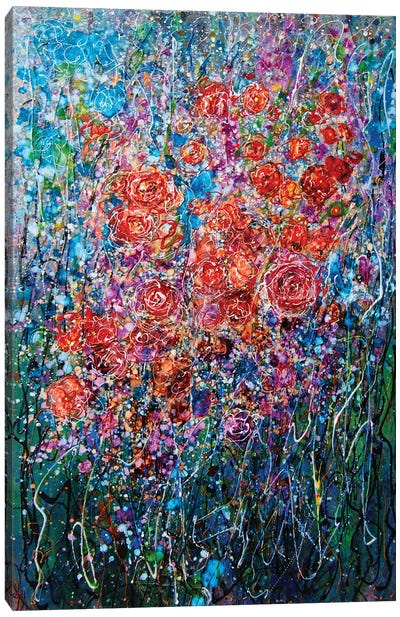 Climbing Roses Abstract Canvas Art Print - OLena art