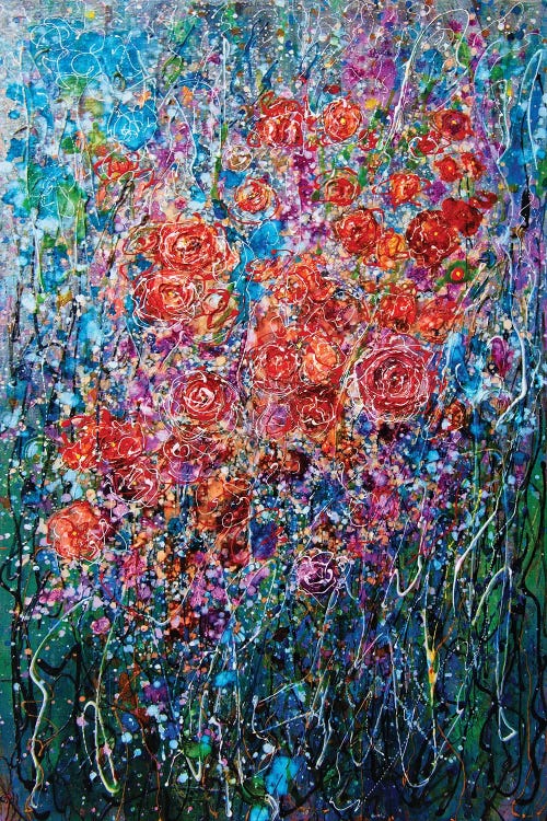 Climbing Roses Abstract by OLena Art canvas print