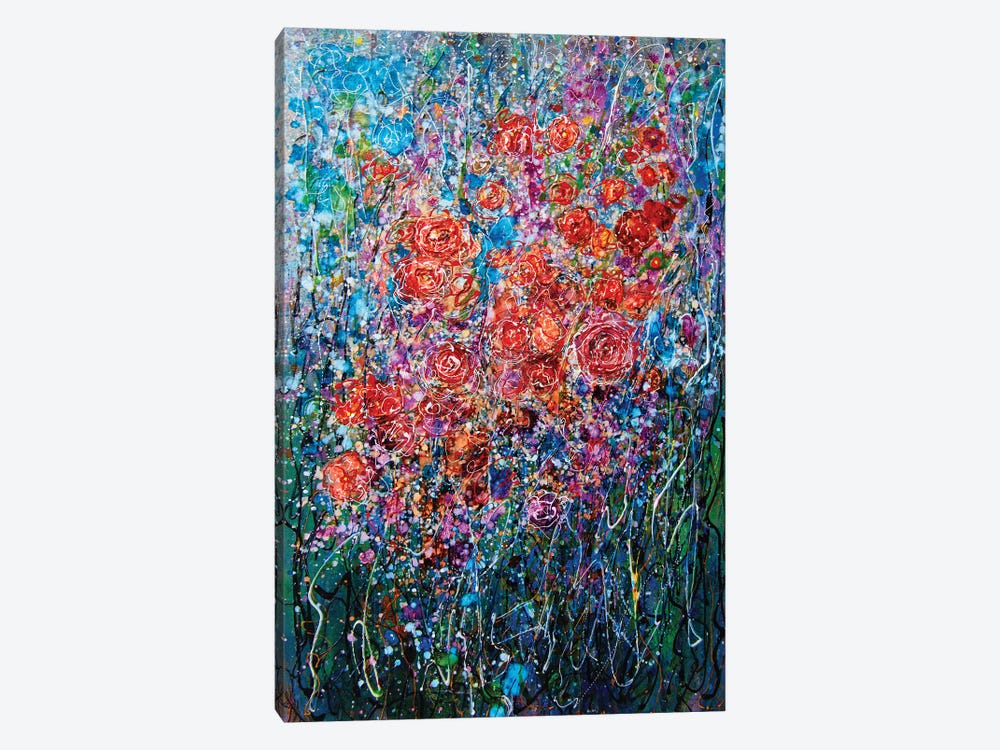 Climbing Roses Abstract by OLena Art 1-piece Canvas Artwork