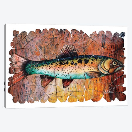 60 x 40/0.75 Deep iCanvasART 3 Piece Female Sunapee Trout Canvas Print by Print Collection