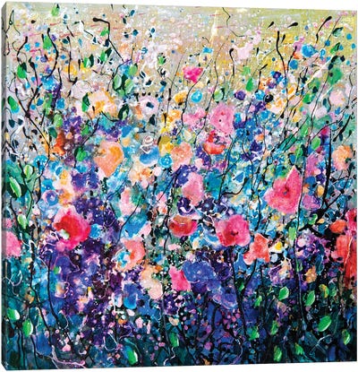  Colorful Flowers Painting  Canvas Art Print - Palette Knife Prints