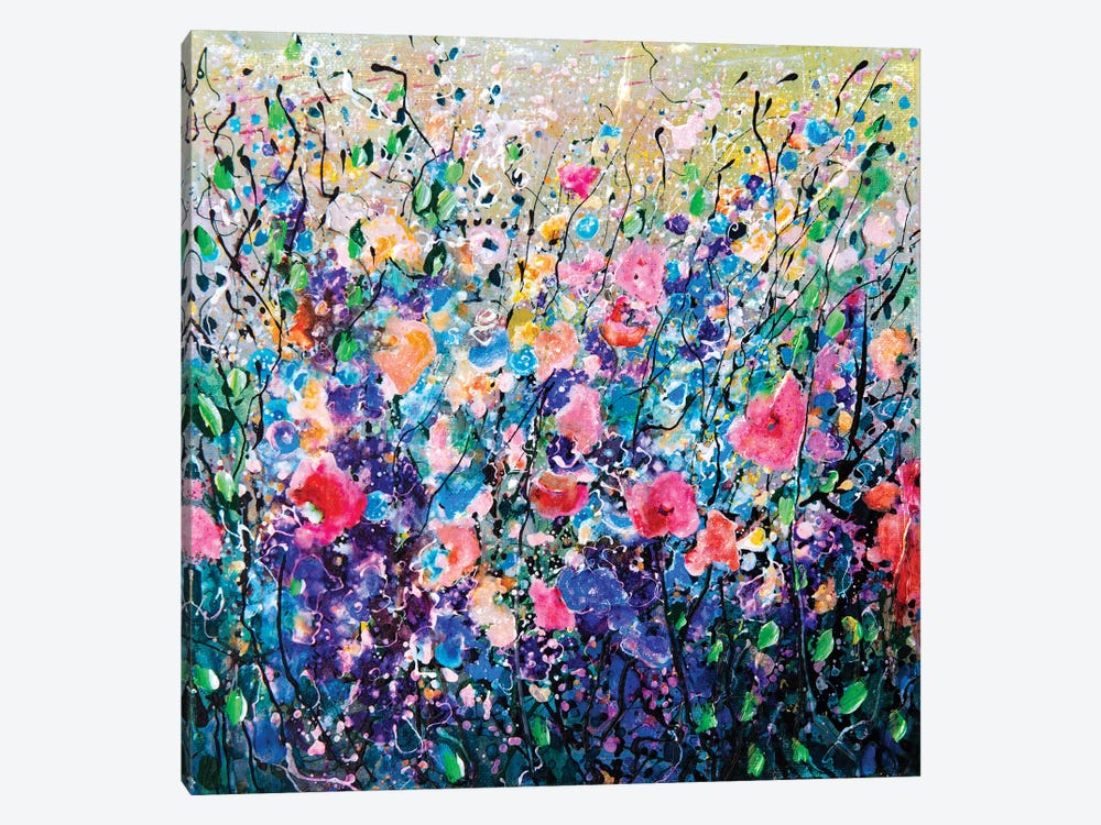 Colorful Flowers Painting  by OLena Art 1-piece Canvas Wall Art