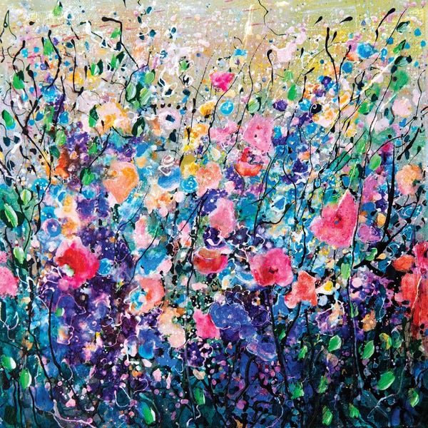 Palette Knife Prints:  Colorful Flowers Painting  by OLena Art