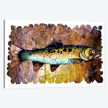 Red Trout Fresco  Canvas Print #OLE129} by OLena Art Canvas Art