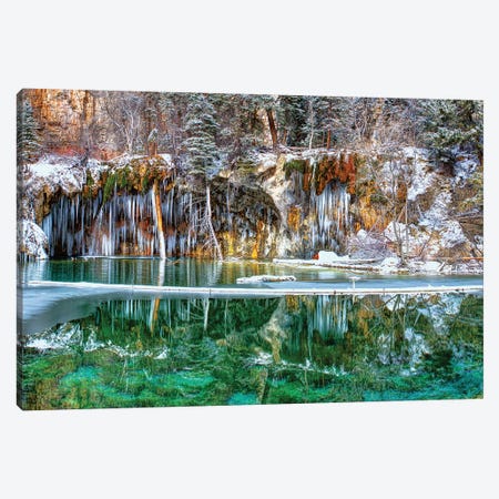 A Serene Chill - Hanging Lake Colorado Panorama Canvas Print #OLE137} by OLena Art Canvas Wall Art