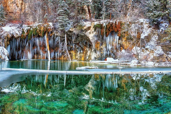 OLena Art: A Serene Chill - Hanging Lake Colorado Panorama by OLena Art