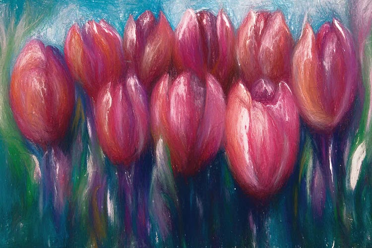 Colorful Abstract Tulips by OLena Art canvas print