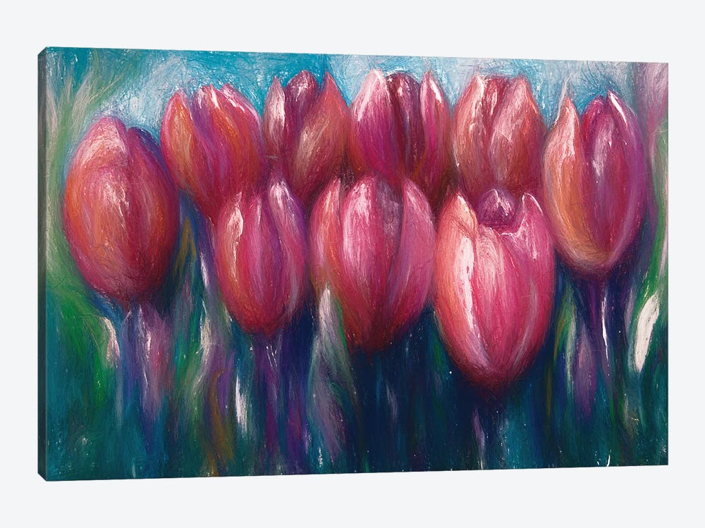 Colorful Abstract Tulips by OLena Art 1-piece Art Print