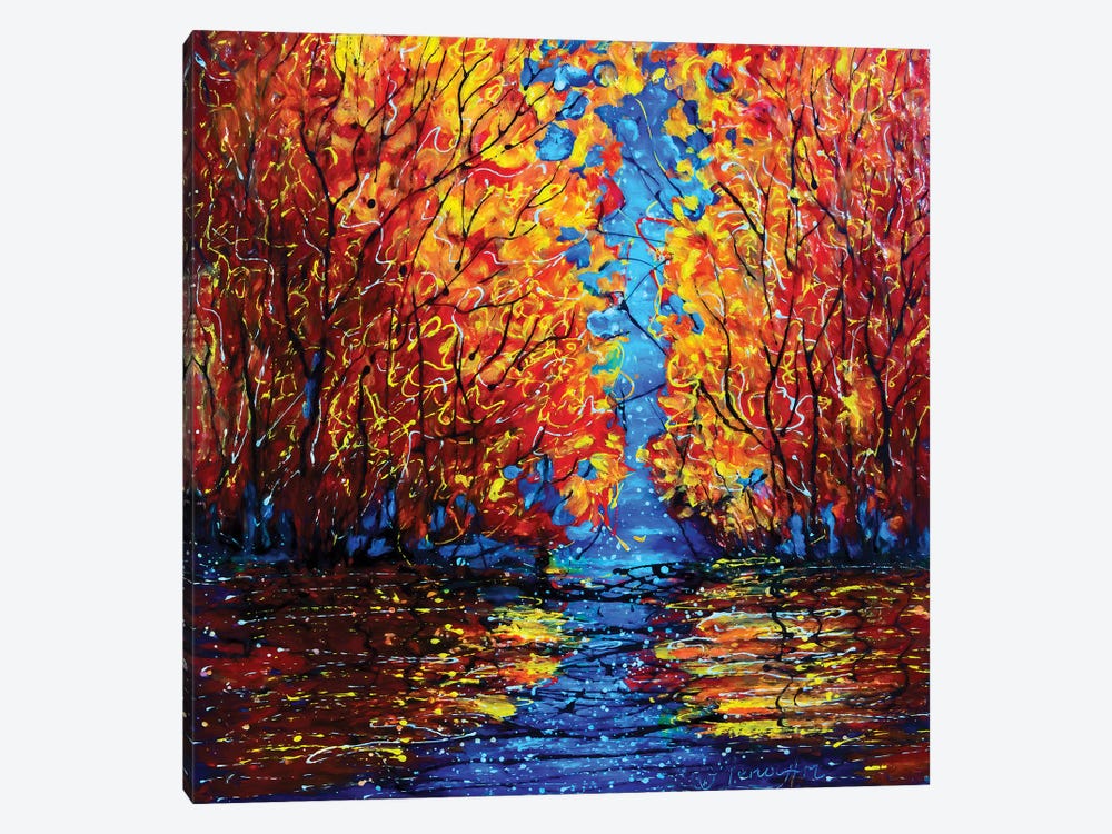 Autumn Trees at Twilight by OLena Art 1-piece Canvas Print